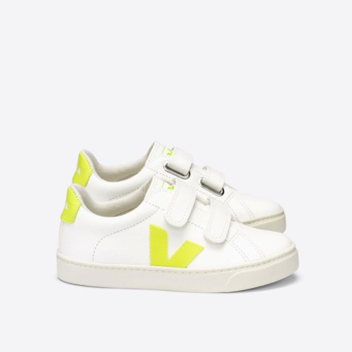 Veja Esplar Velcro Chromefree Kids Trainers White/Yellow UK 97667